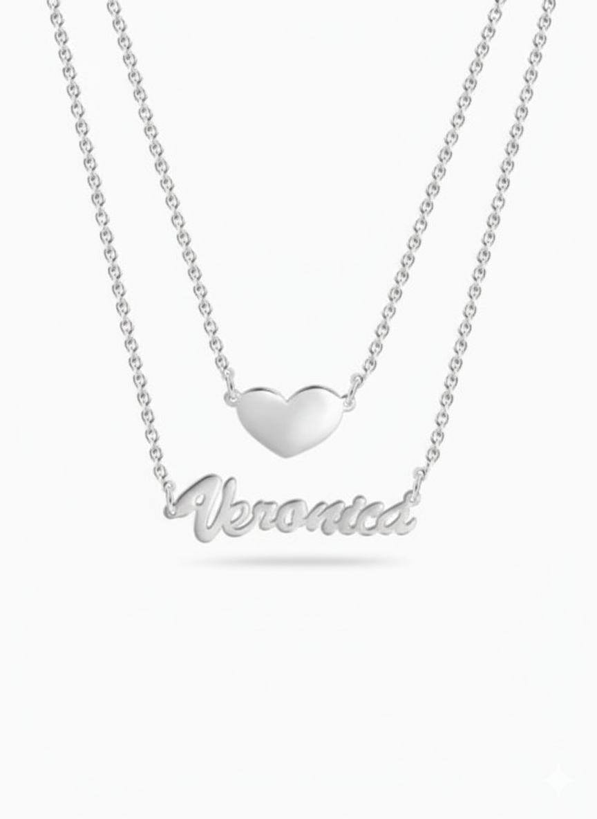 Layered Heart Name Necklace