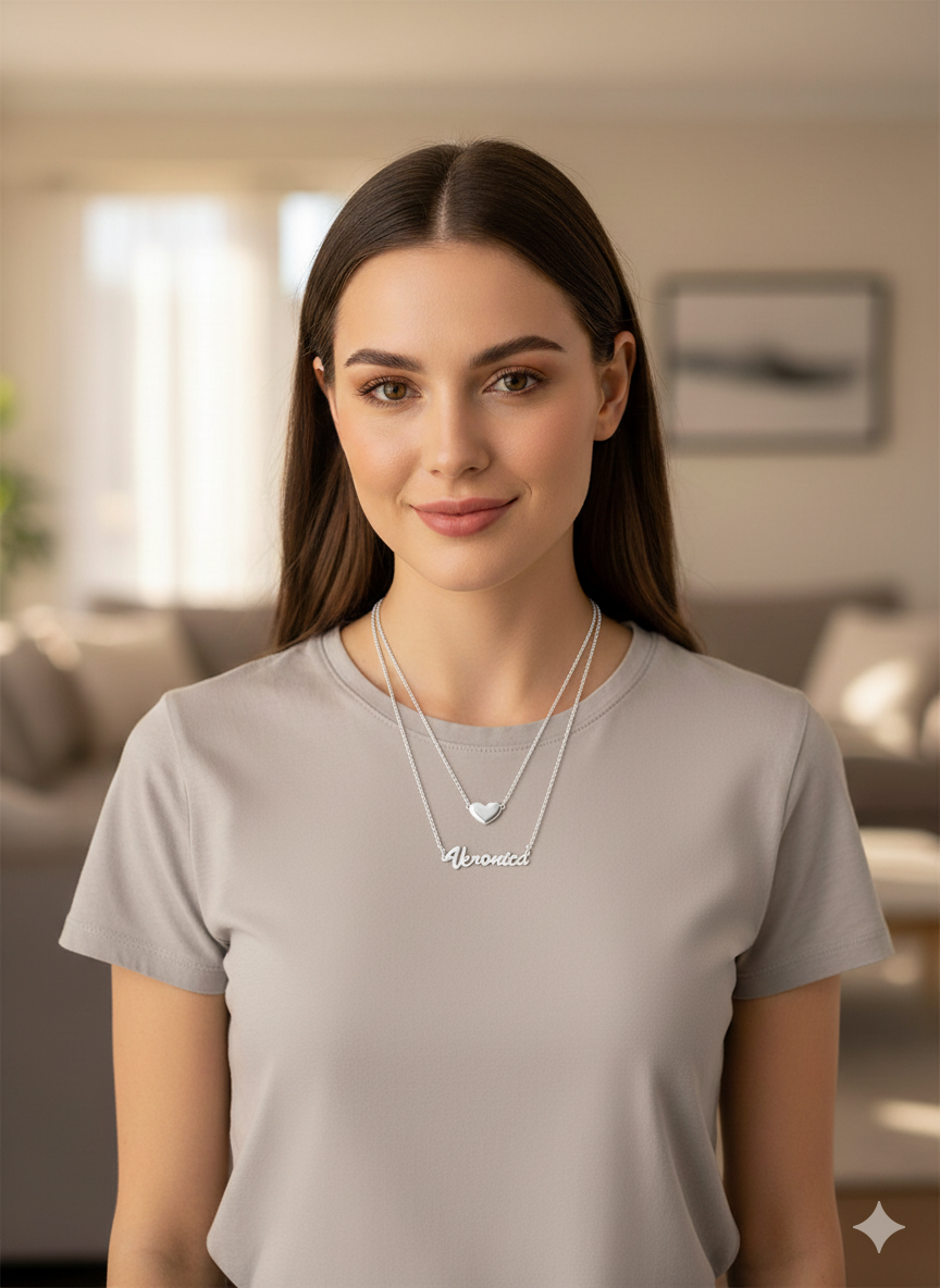 Layered Heart Name Necklace