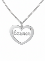 Birthstone Heart Name Necklace