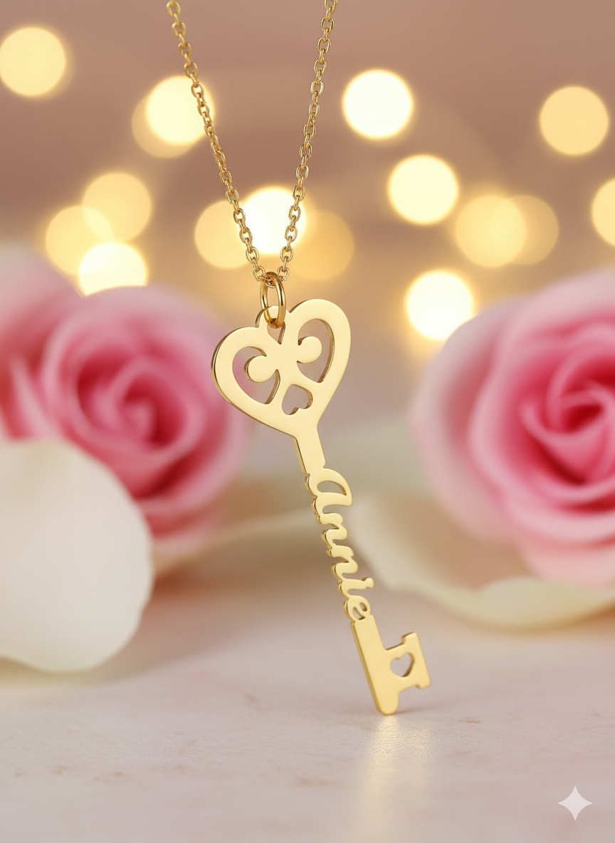 Key to My Heart Name Necklace
