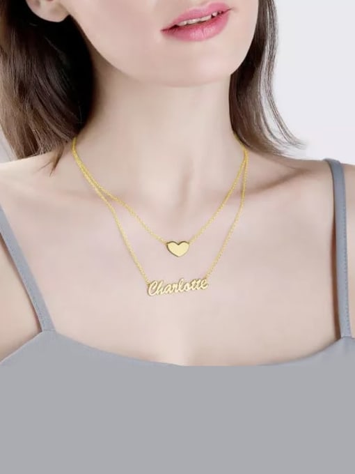 Layered Heart Name Necklace